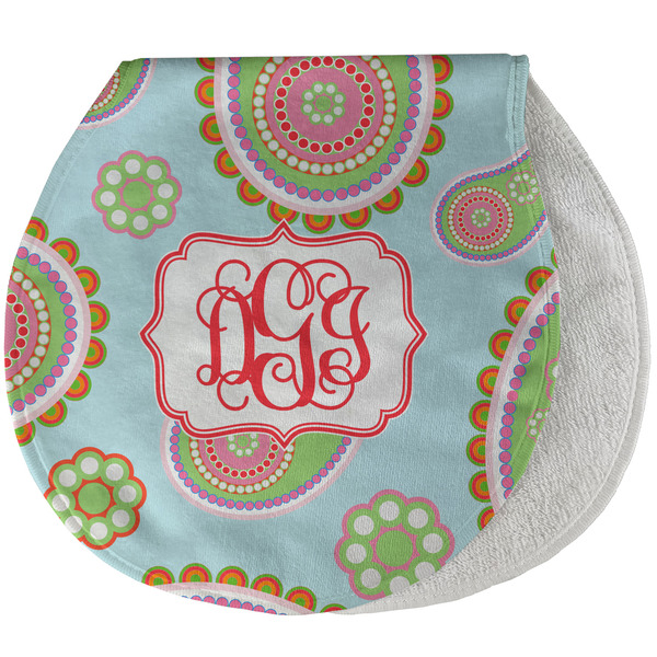 Custom Blue Paisley Burp Pad - Velour w/ Monogram