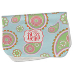 Blue Paisley Burp Cloth - Fleece w/ Monogram