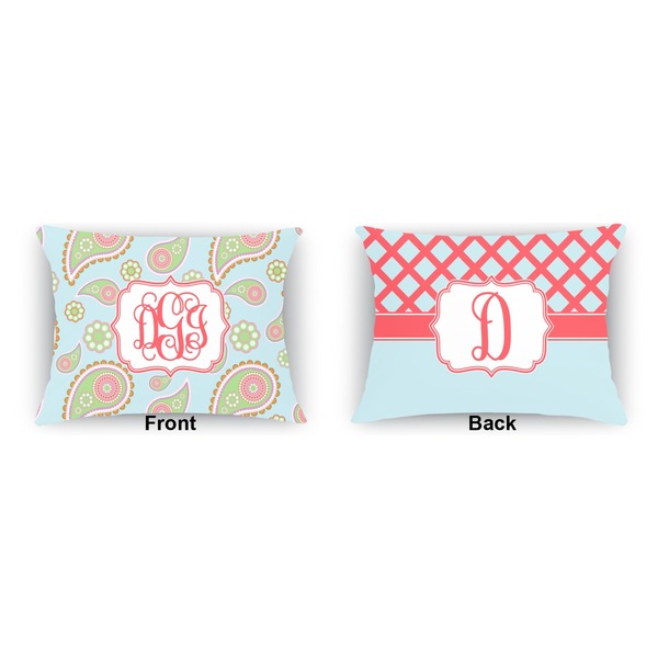 Blue Paisley  Outdoor Rectangular Throw Pillow (Front and Back)