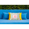 Blue Paisley Outdoor Throw Pillow  - LIFESTYLE (Rectangular - 20x14)