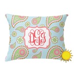 Blue Paisley Outdoor Throw Pillow (Rectangular) (Personalized)