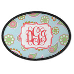 Blue Paisley Iron On Oval Patch w/ Monogram