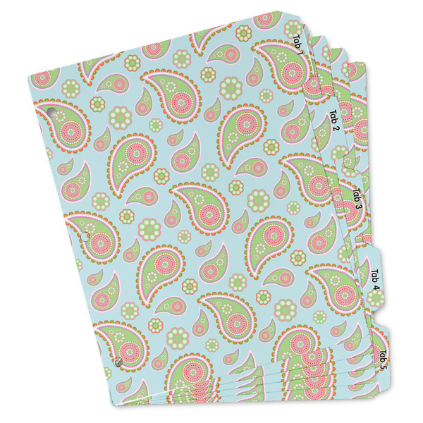 Custom Blue Paisley Binder Tab Divider - Set of 5 (Personalized)