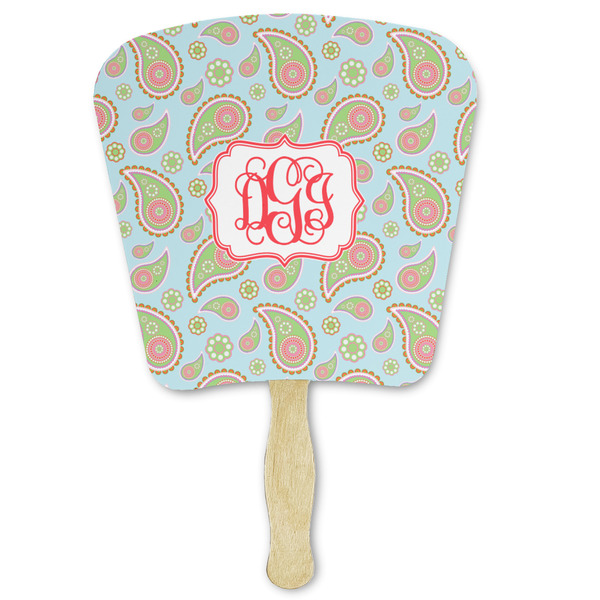 Custom Blue Paisley Paper Fan (Personalized)