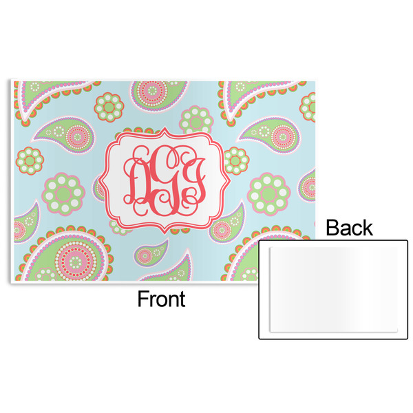 Blue Paisley Disposable Paper Placemat - Front & Back