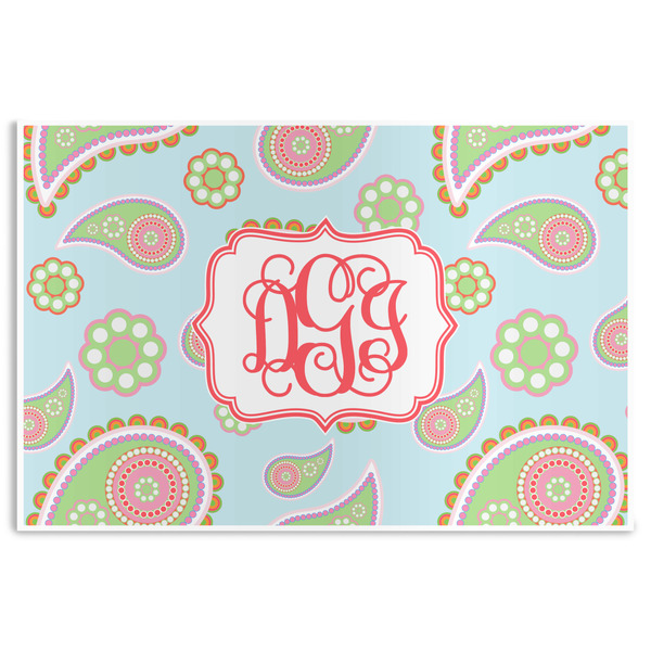 Custom Blue Paisley Disposable Paper Placemats (Personalized)