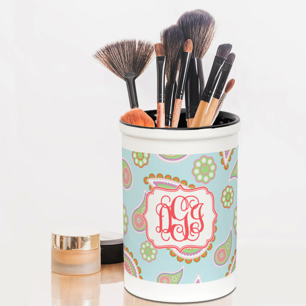 Blue Paisley Pencil Holder - LIFESTYLE makeup