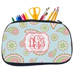 Blue Paisley Neoprene Pencil Case - Medium w/ Monogram