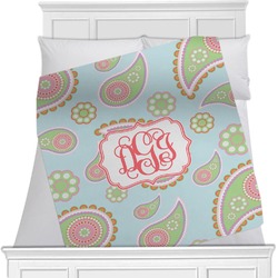 Blue Paisley Minky Blanket - Twin / Full - 80"x60" - Double Sided (Personalized)