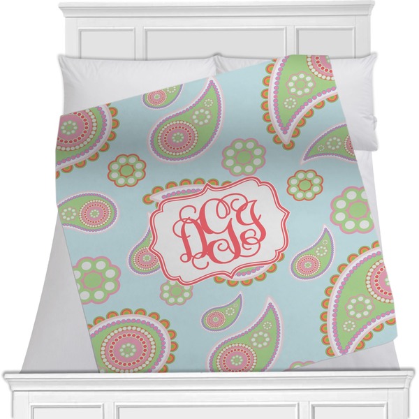 Custom Blue Paisley Minky Blanket (Personalized)