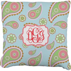 Blue Paisley Faux-Linen Throw Pillow (Personalized)