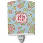 Blue Paisley Ceramic Night Light (Personalized)