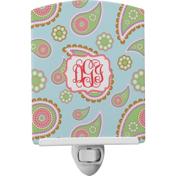Custom Blue Paisley Ceramic Night Light (Personalized)