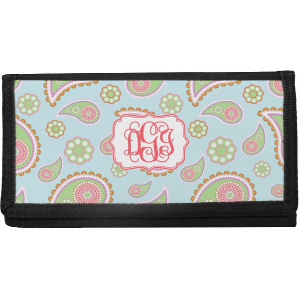 Custom Blue Paisley Canvas Checkbook Cover (Personalized)