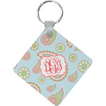 Blue Paisley Diamond Plastic Keychain w/ Monogram