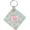 Blue Paisley Diamond Plastic Keychain w/ Monogram