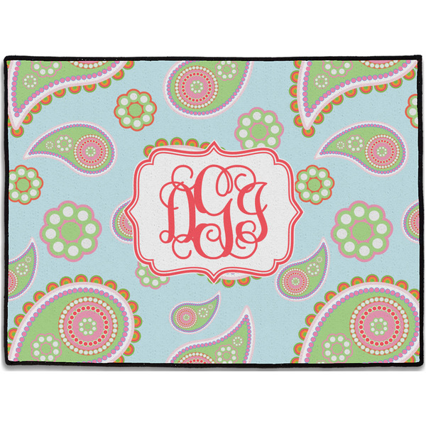 Custom Blue Paisley Door Mat - 24"x18" (Personalized)