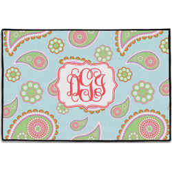 Blue Paisley Door Mat - 36"x24" (Personalized)