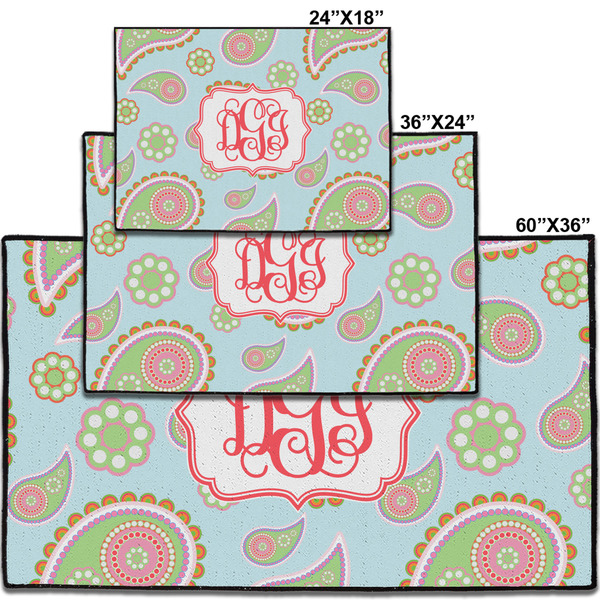 Blue Paisley Personalized Door Mat - Group Parent IMF