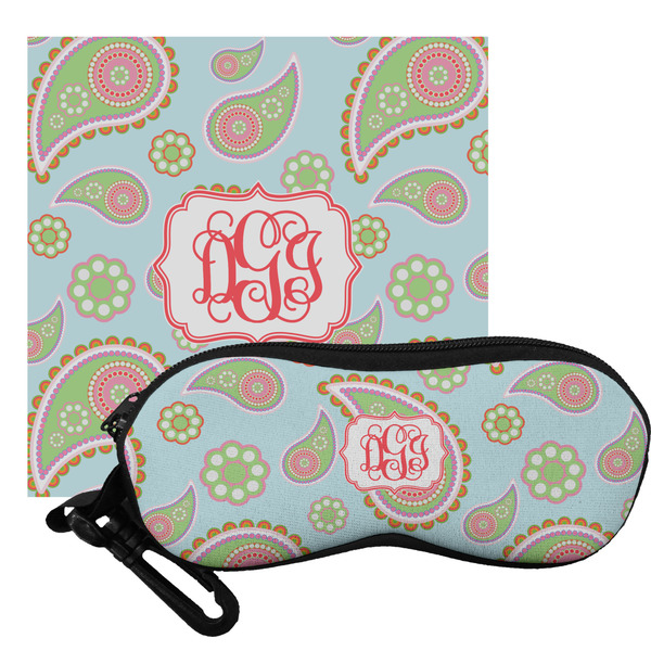 Custom Blue Paisley Eyeglass Case & Cloth (Personalized)