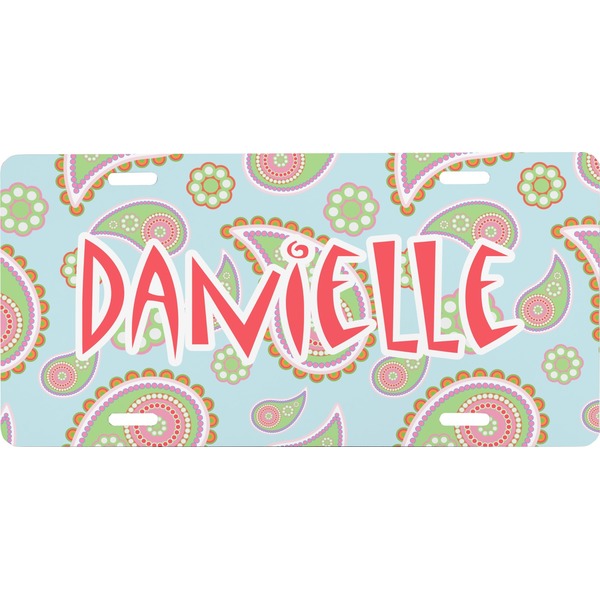Custom Blue Paisley Front License Plate (Personalized)