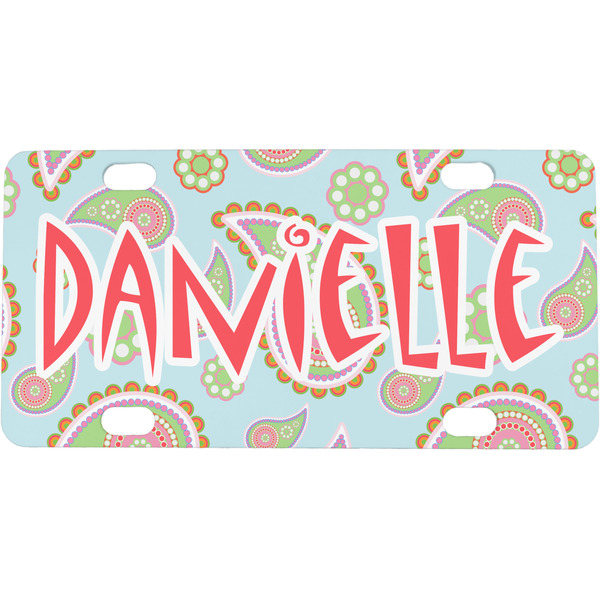 Custom Blue Paisley Mini / Bicycle License Plate (4 Holes) (Personalized)