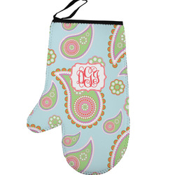 Blue Paisley Left Oven Mitt (Personalized)