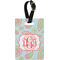 Blue Paisley Plastic Luggage Tag - Rectangular w/ Monogram
