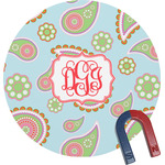Blue Paisley Round Fridge Magnet (Personalized)