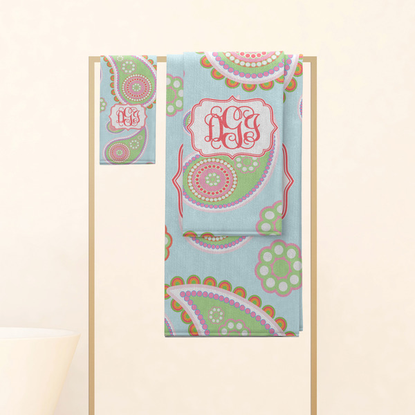 Blue Paisley Personalized Towel Set