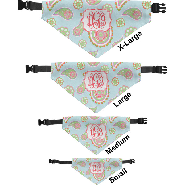 Blue Paisley Pet Bandana Sizes