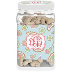 Blue Paisley Dog Treat Jar (Personalized)