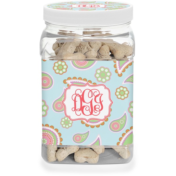 Custom Blue Paisley Dog Treat Jar (Personalized)