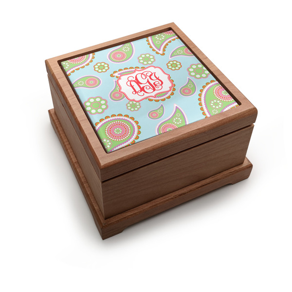 Custom Blue Paisley Pet Urn w/ Monogram