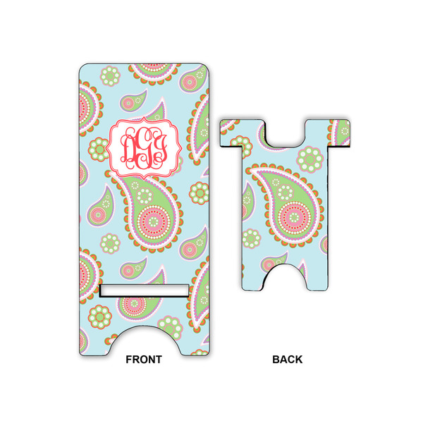 Blue Paisley Phone Stand - Front & Back