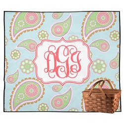 Blue Paisley Outdoor Picnic Blanket (Personalized)