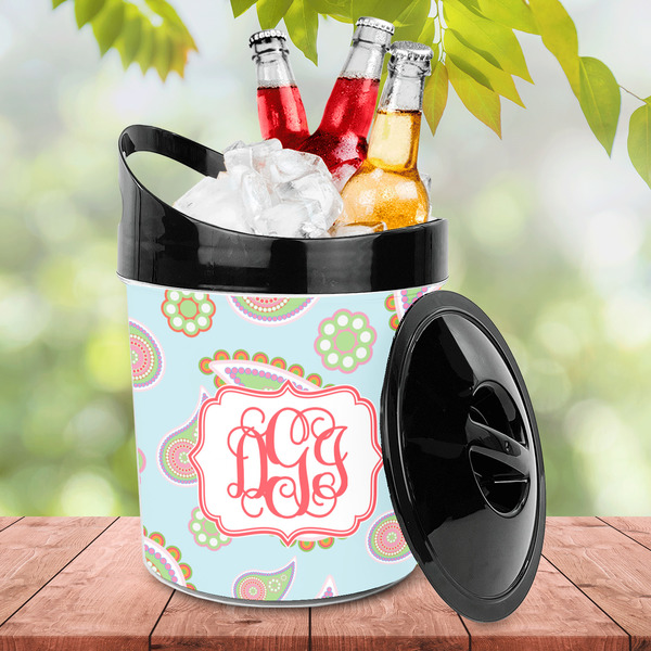 Blue Paisley Plastic Ice Bucket - LIFESTYLE