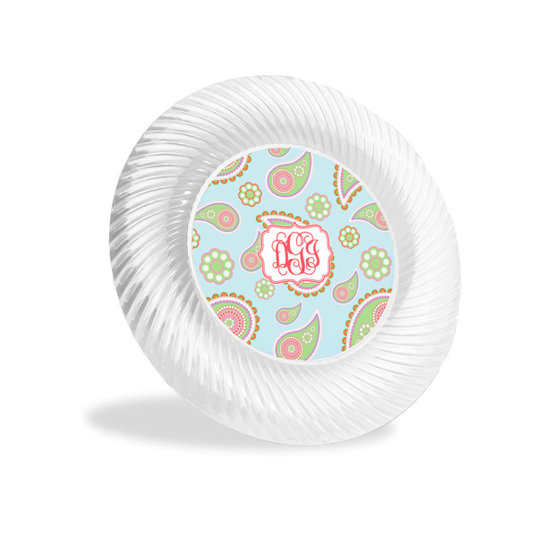 Custom Blue Paisley Plastic Party Appetizer & Dessert Plates - 6" (Personalized)