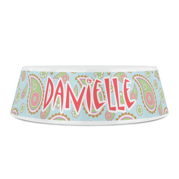 Blue Paisley Plastic Pet Bowls - Small - FRONT