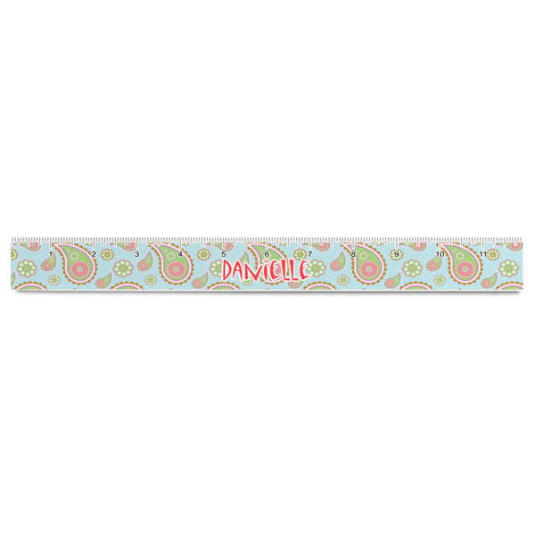 Blue Paisley Plastic Ruler - 12" - FRONT