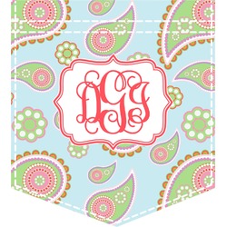 Blue Paisley Iron On Faux Pocket (Personalized)