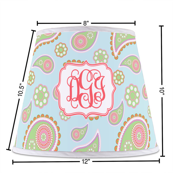Blue Paisley Poly Film Empire Lampshade - Dimensions