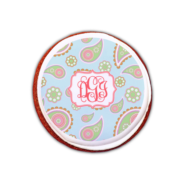 Blue Paisley Printed Icing Circle - XSmall - On Cookie