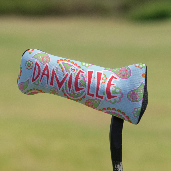 Blue Paisley Putter Cover - On Putter