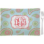 Blue Paisley Glass Rectangular Appetizer / Dessert Plate (Personalized)