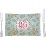 Blue Paisley Rectangular Glass Lunch / Dinner Plate - Single or Set (Personalized)
