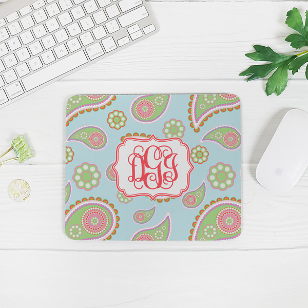 Blue Paisley Rectangular Mouse Pad - LIFESTYLE 2