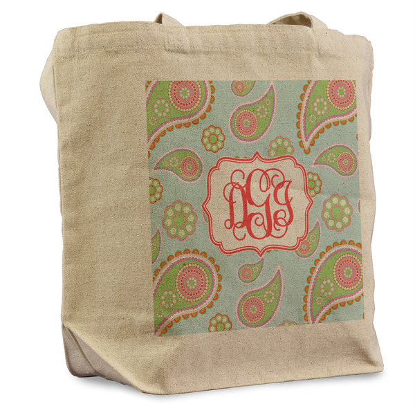 Custom Blue Paisley Reusable Cotton Grocery Bag - Single (Personalized)