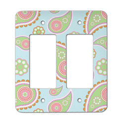 Blue Paisley Rocker Style Light Switch Cover - Two Switch