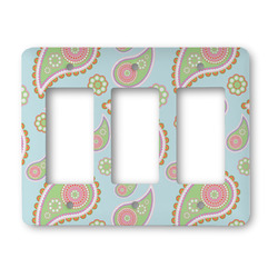 Blue Paisley Rocker Style Light Switch Cover - Three Switch